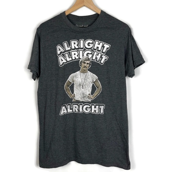 DAZED and CONFUSED Alright Alright Alright Gray Short Sleeve T-Shirt Size Medium - Picture 1 of 5